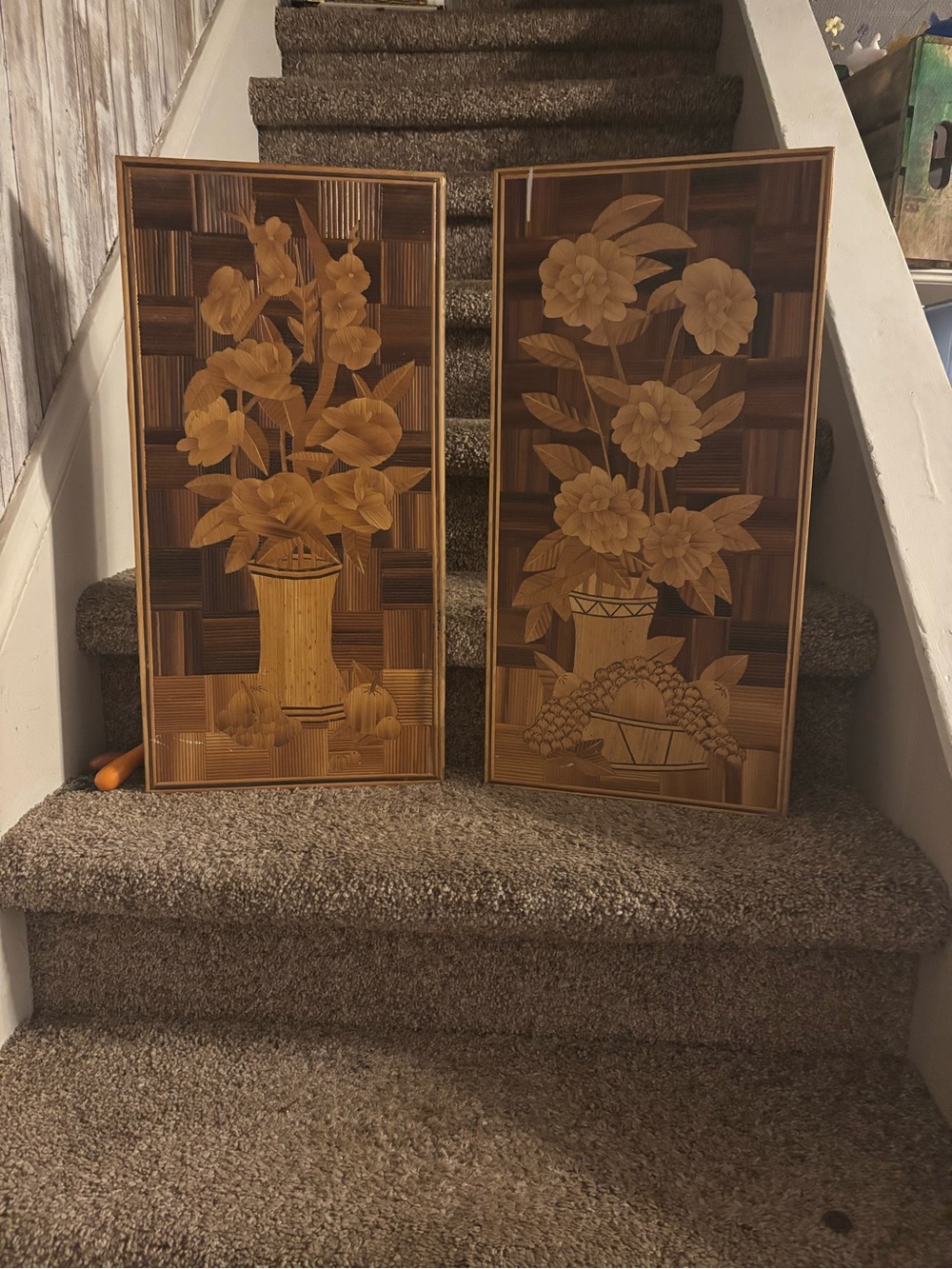 Handcrafted Floral Wall Panels in Brown and Tan